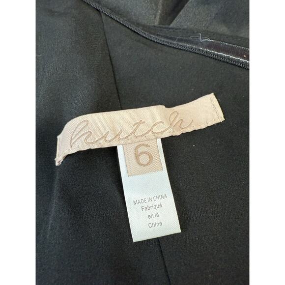 Hutch Black One Shoulder Midi Dress with Feathers Hem Size 6 Elegant Gown - Picture 9 of 10